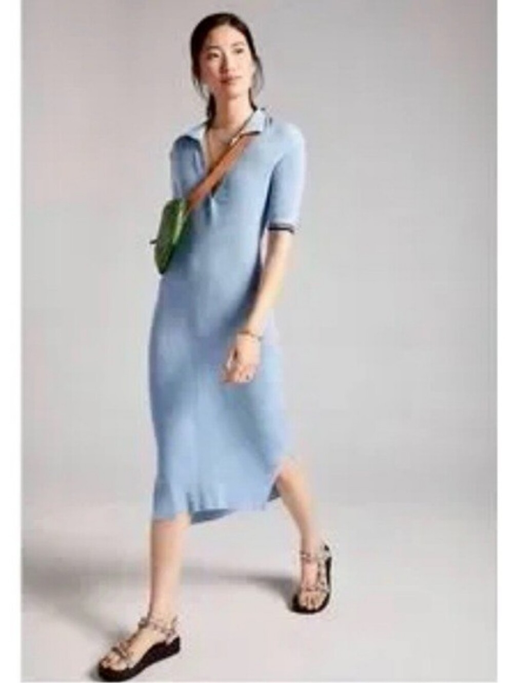 Saturday Sunday Anthropologie Ribbed Polo Midi Dress In S